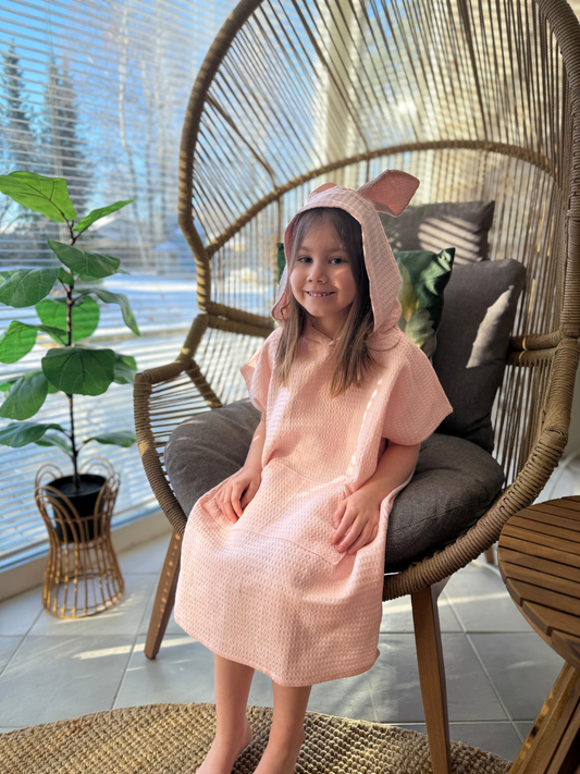Poncho hupullinen lasten vaaleanpunainen