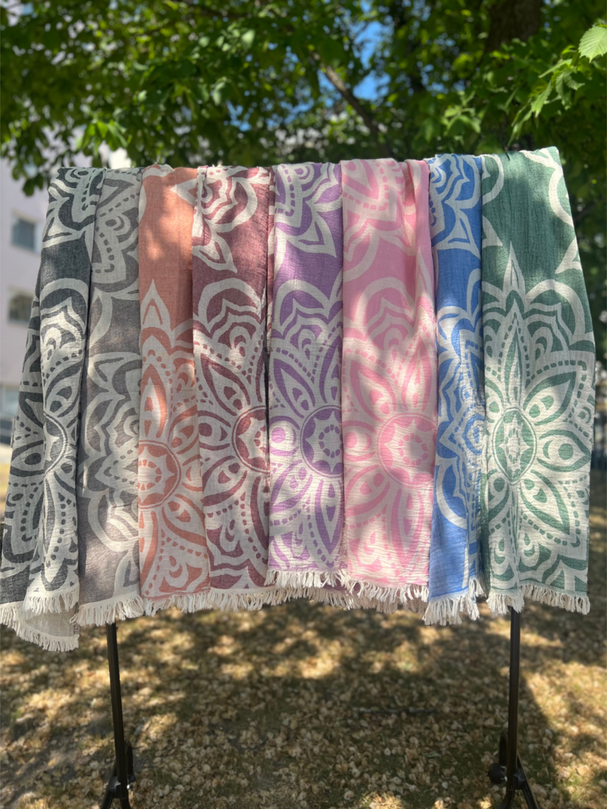 Hamam pyyhe Mandala burgundinpunainen puuvilla 90x180cm