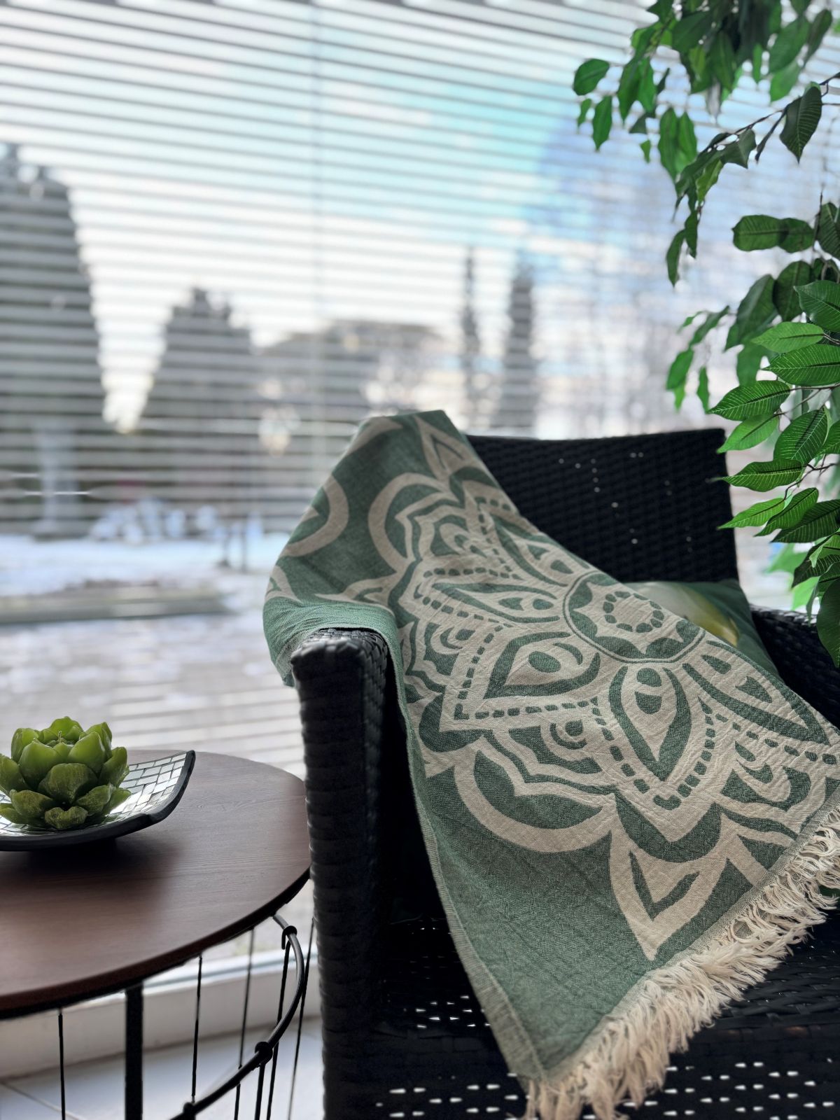 Hamam pyyhe Mandala vihreä puuvilla 90x180cm