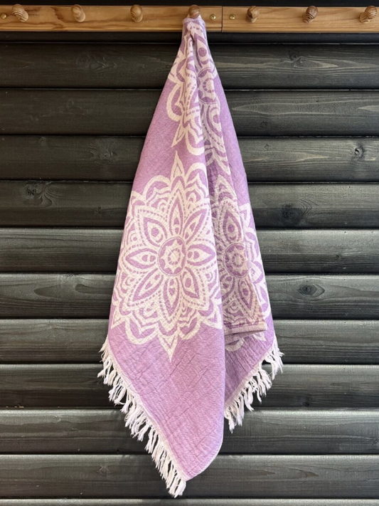 Hamam käsipyyhe Mandala laventeli puuvilla 52x100cm
