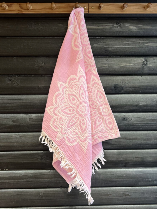 Hamam käsipyyhe Mandala pinkki puuvilla 52x95cm