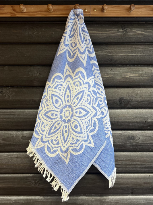 Hamam käsipyyhe Mandala sininen puuvilla 40x90cm