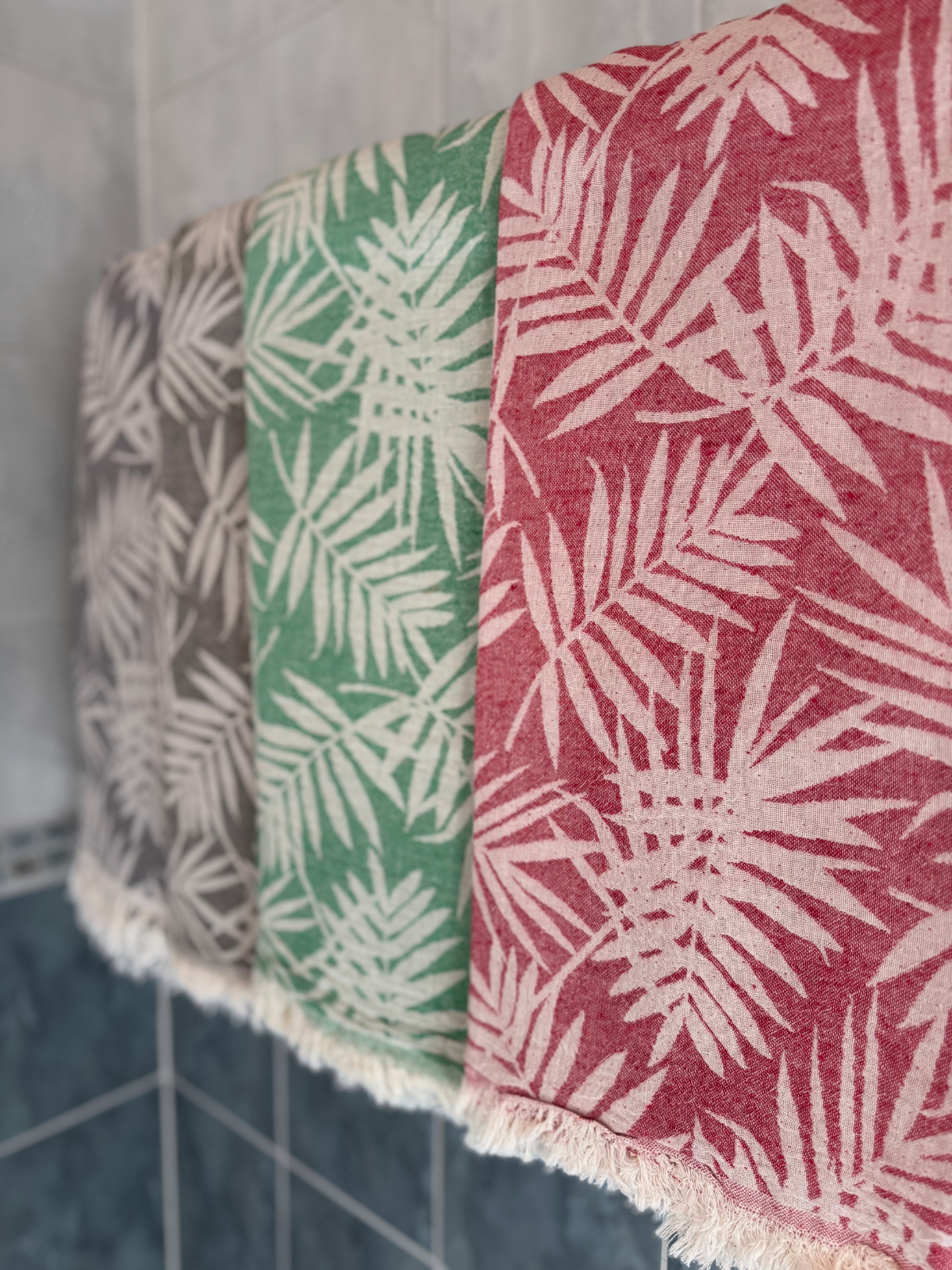 Hamam pyyhe Palmu punainen puuvilla 90x170cm