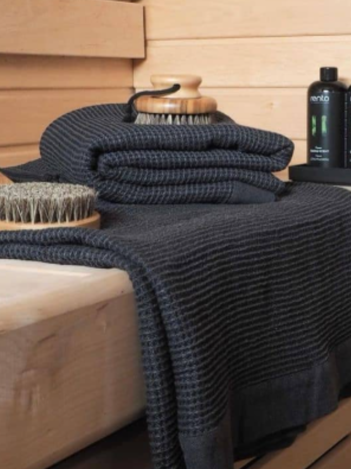 Pyyhe Kenno musta-harmaa 90x180cm, Rento