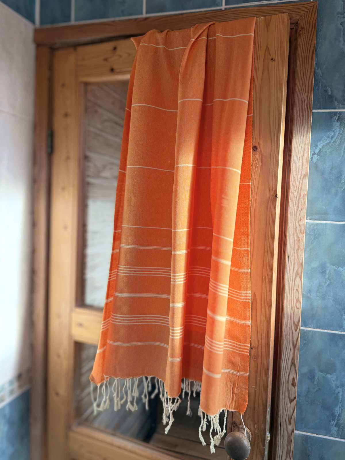 Hamam pyyhe Riviera oranssi puuvilla 100x185cm