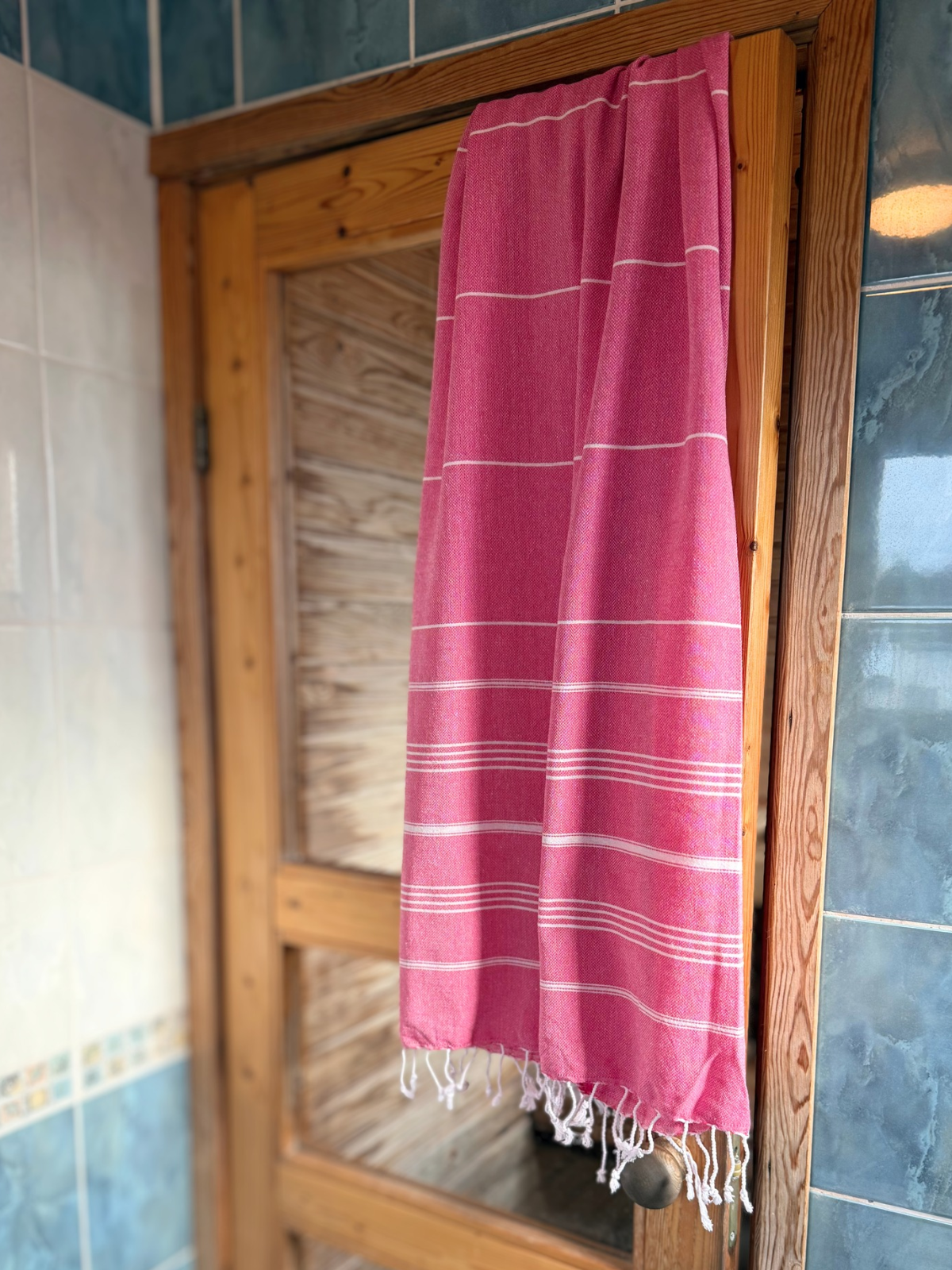 Hamam pyyhe Riviera pinkki puuvilla 100x185cm