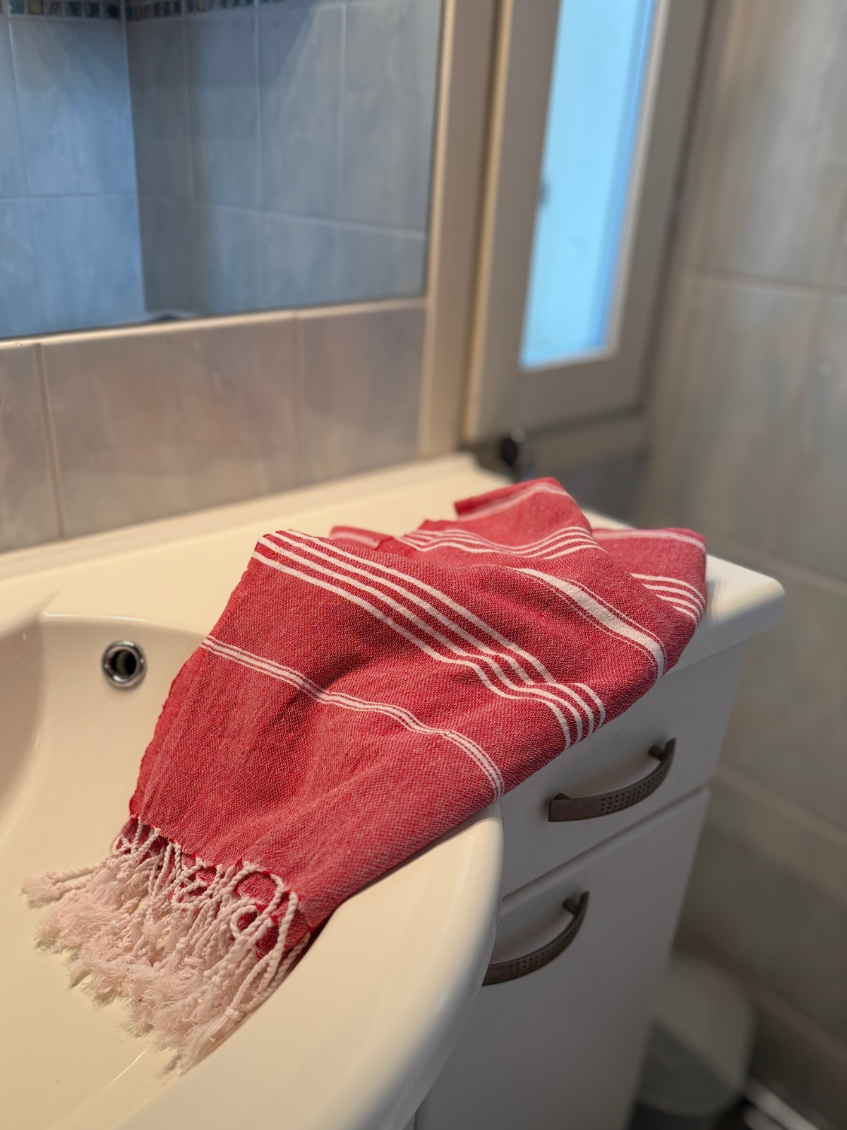 Hamam pyyhe Riviera punainen puuvilla 100x185cm