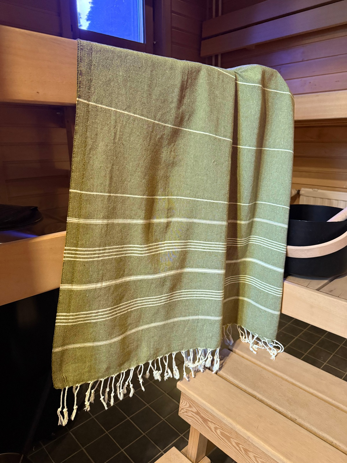Hamam pyyhe Riviera oliivi puuvilla 100x185cm