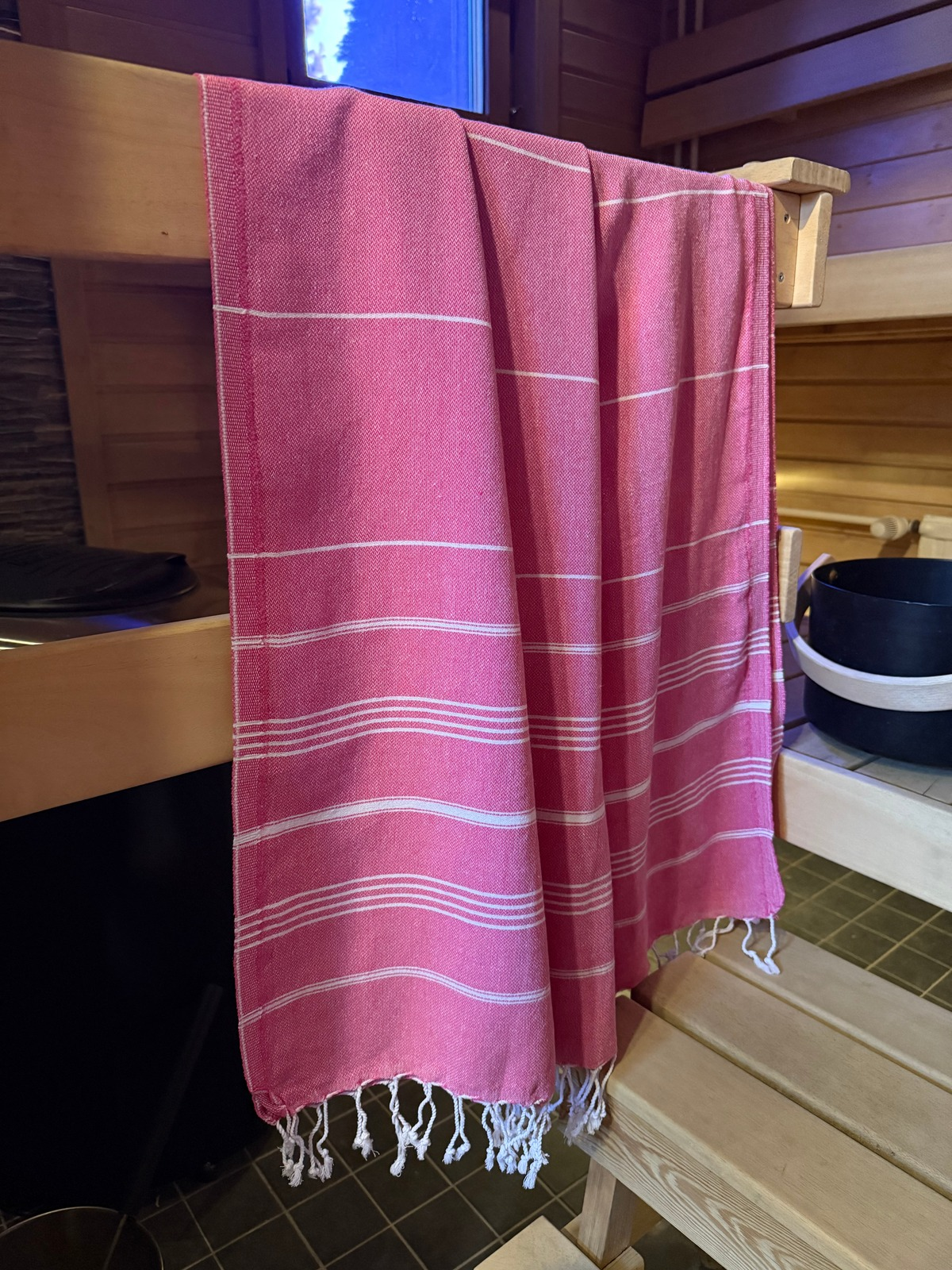 Hamam pyyhe Riviera pinkki puuvilla 100x185cm