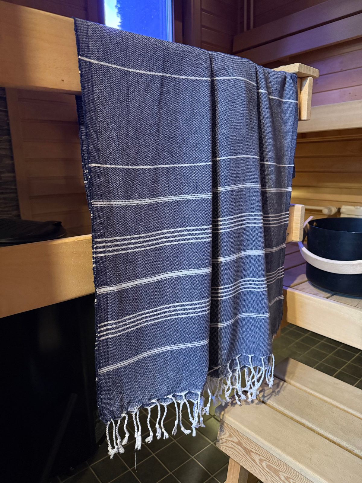 Hamam pyyhe Riviera tummansininen puuvilla 100x185cm