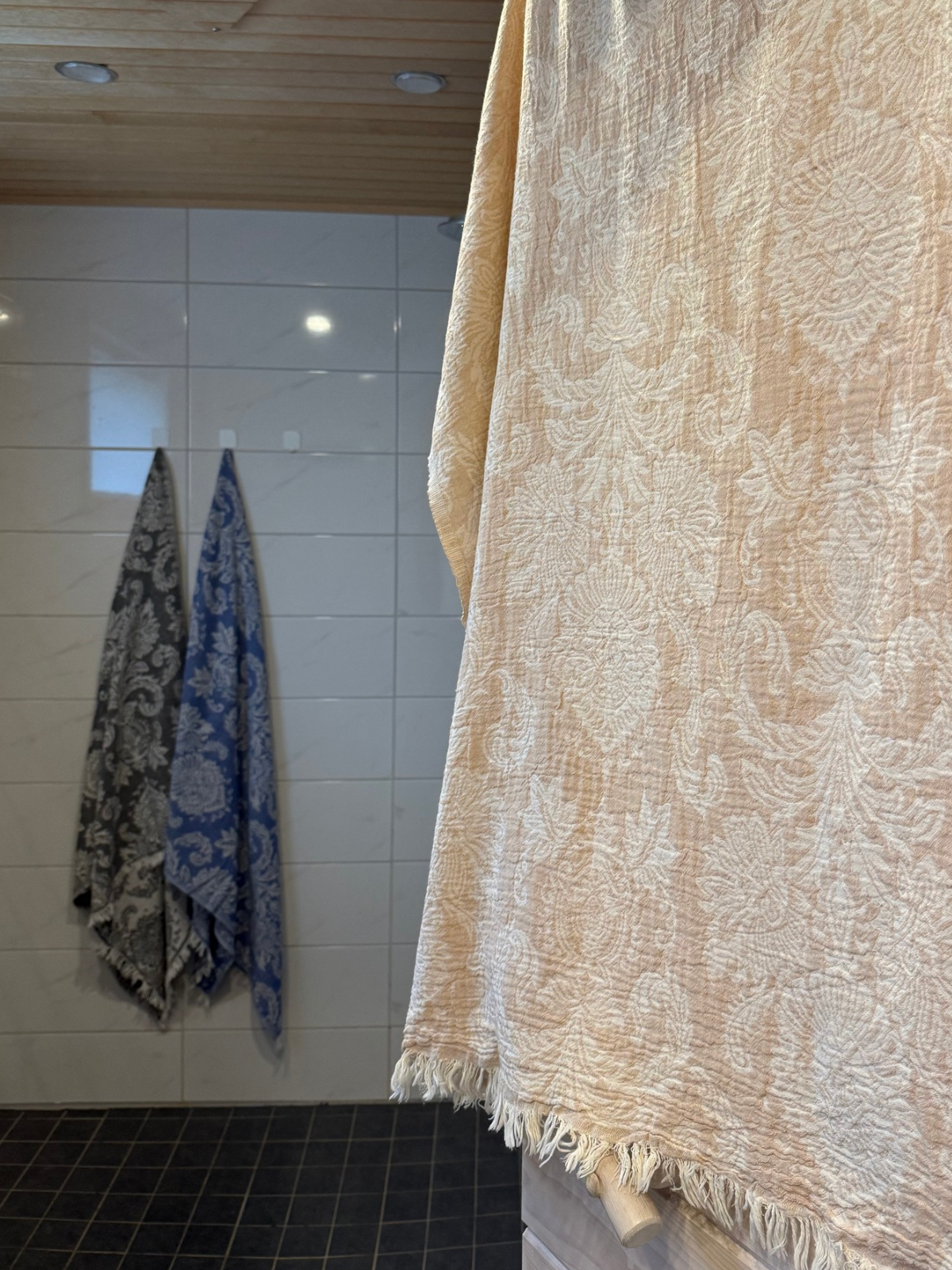 Hamam pyyhe Rokokoo beige puuvilla 95x185cm