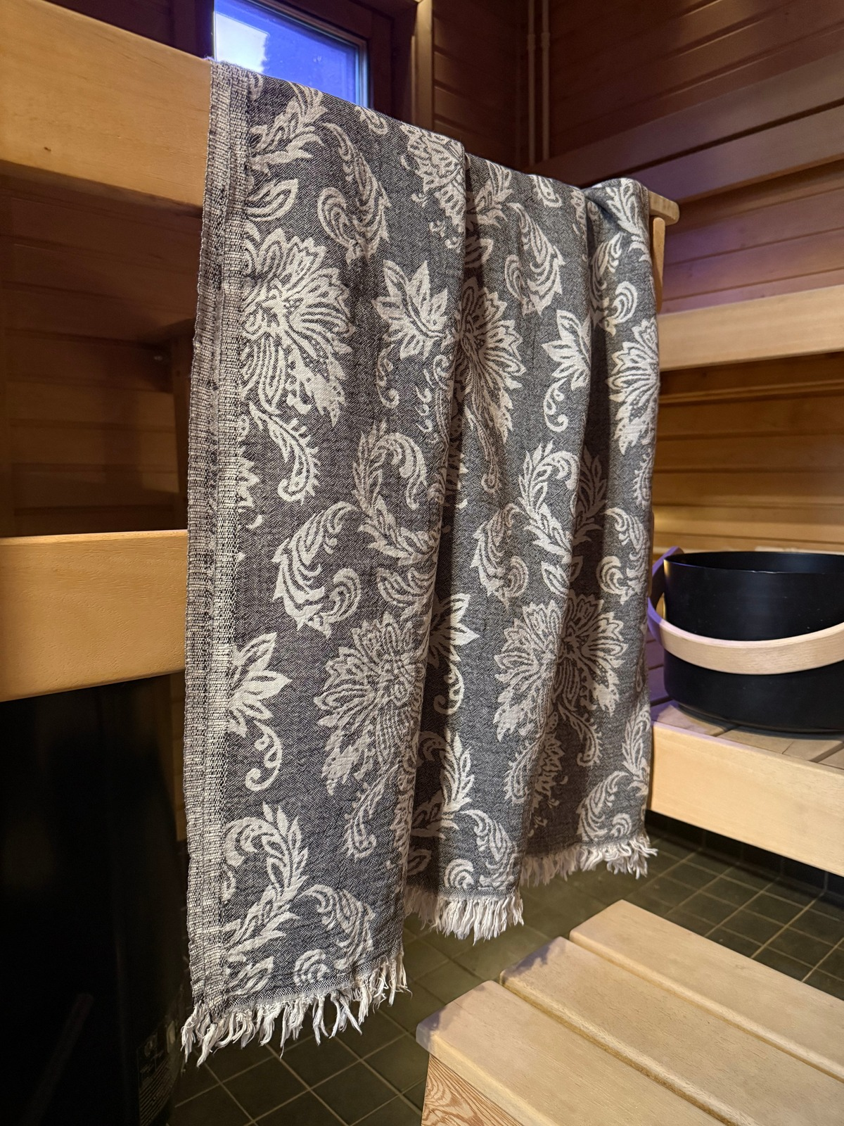 Hamam pyyhe Rokokoo musta puuvilla 95x185cm