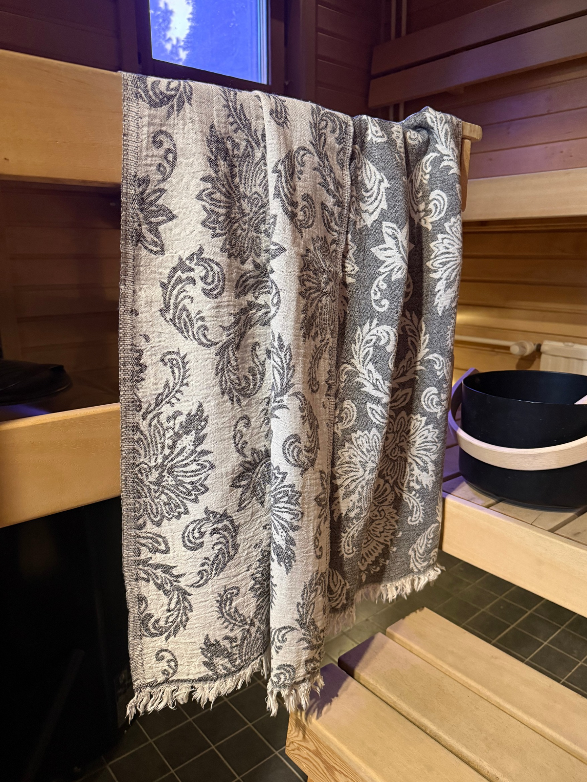 Hamam pyyhe Rokokoo musta puuvilla 95x185cm