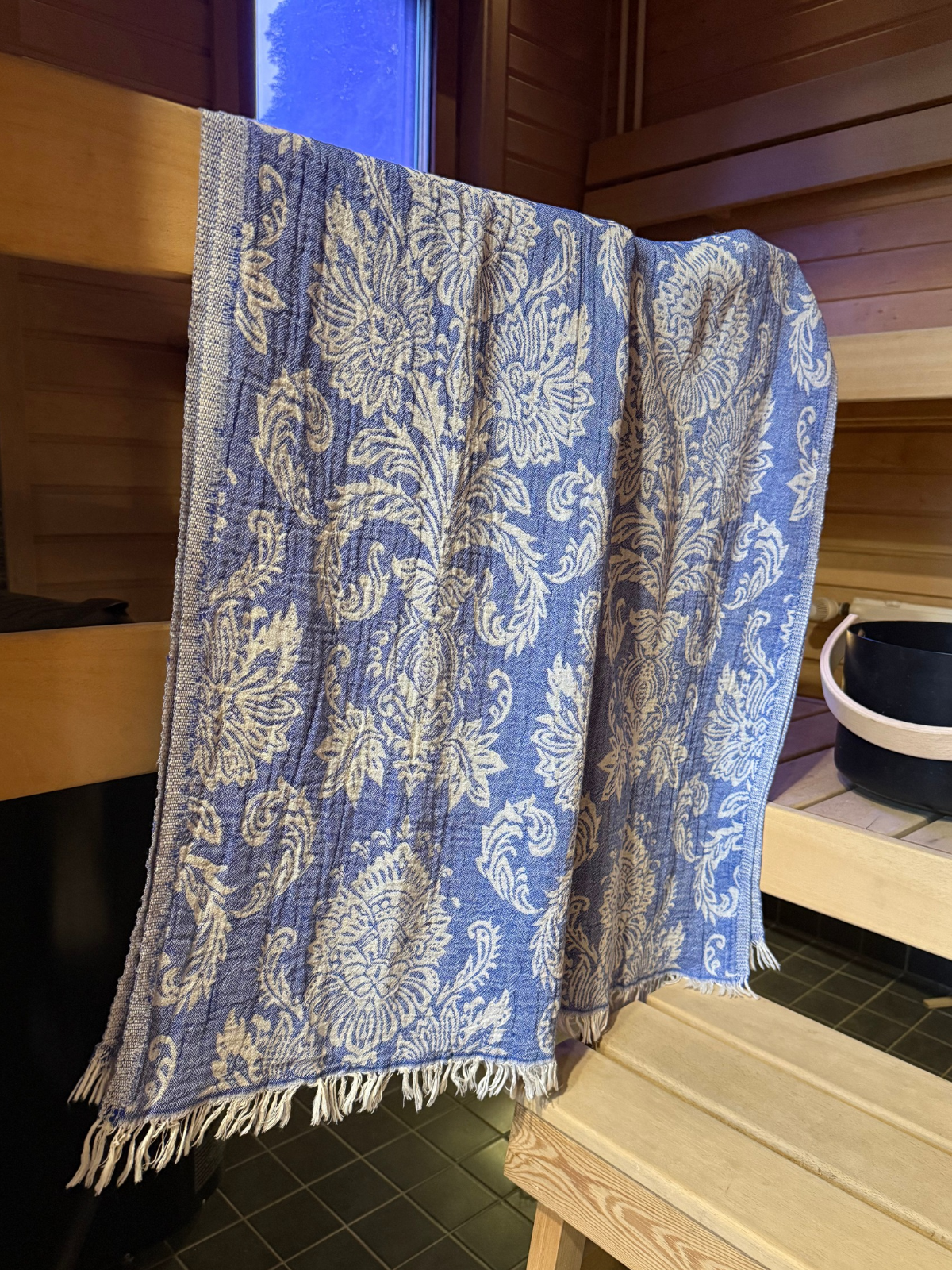 Hamam pyyhe Rokokoo sininen puuvilla 95x185cm