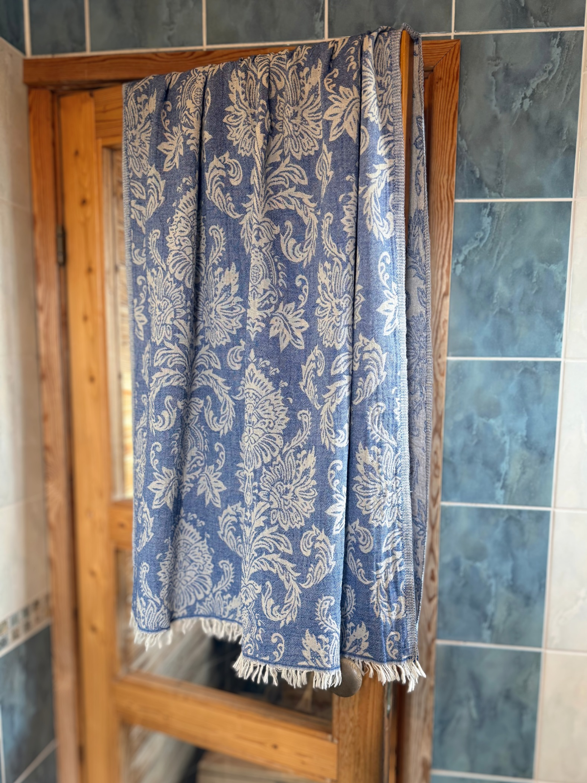 Hamam pyyhe Rokokoo sininen puuvilla 95x185cm