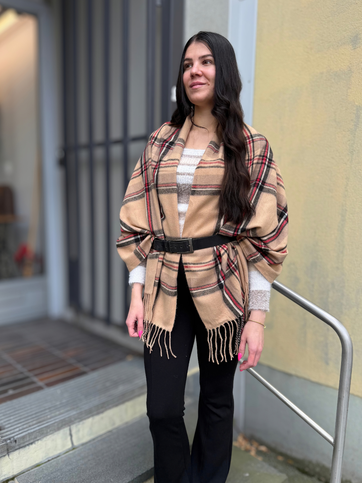 Kaulahuivi Ruutu Beige