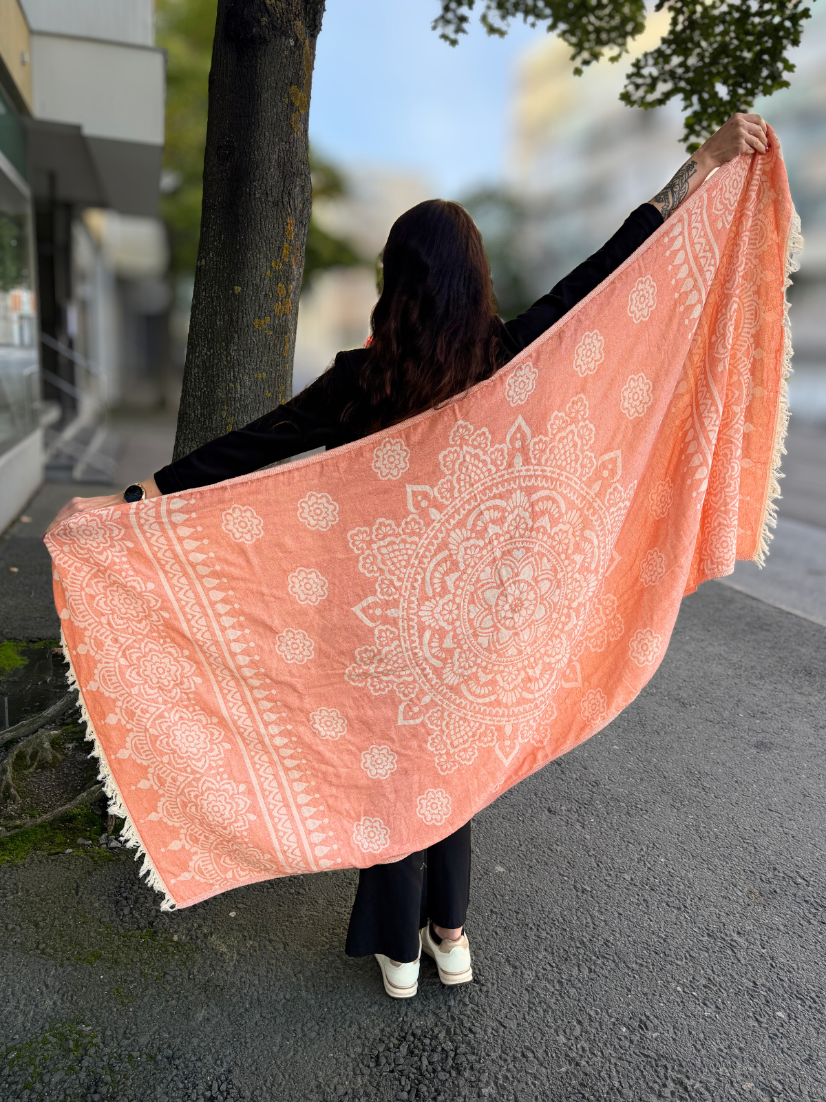 Hamam pyyhe Serene persikka puuvilla 90x180cm