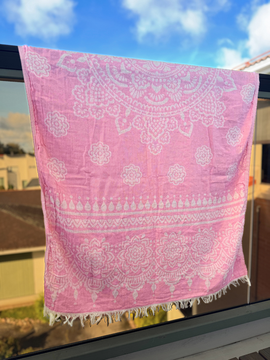 Hamam pyyhe Serene pinkki puuvilla 90x180cm