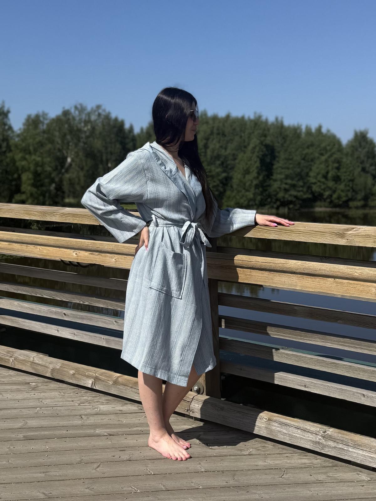 Hamam hupullinen kylpytakki Harmony sininen