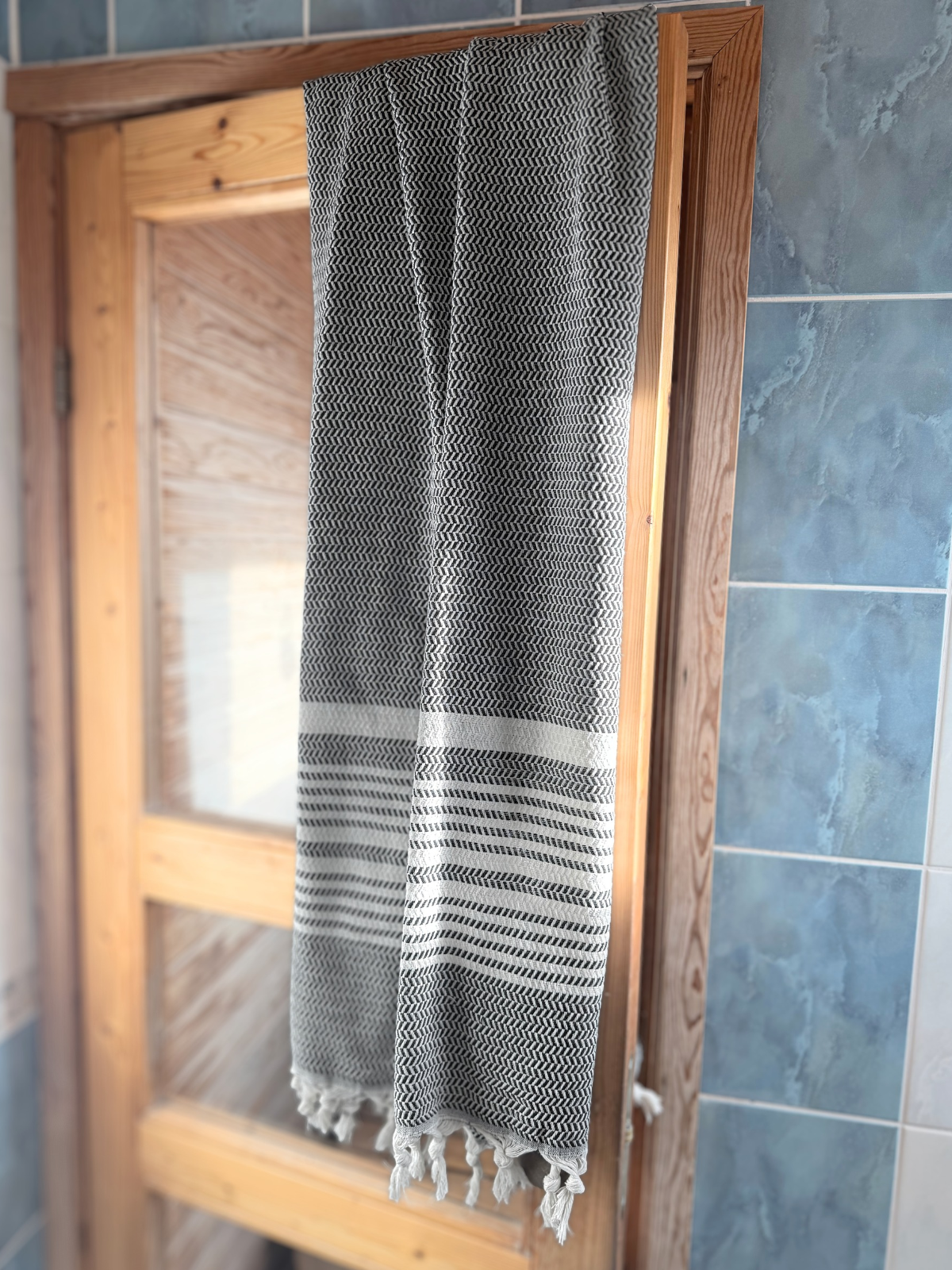 Hamam pyyhe Sora musta puuvilla 95x185cm
