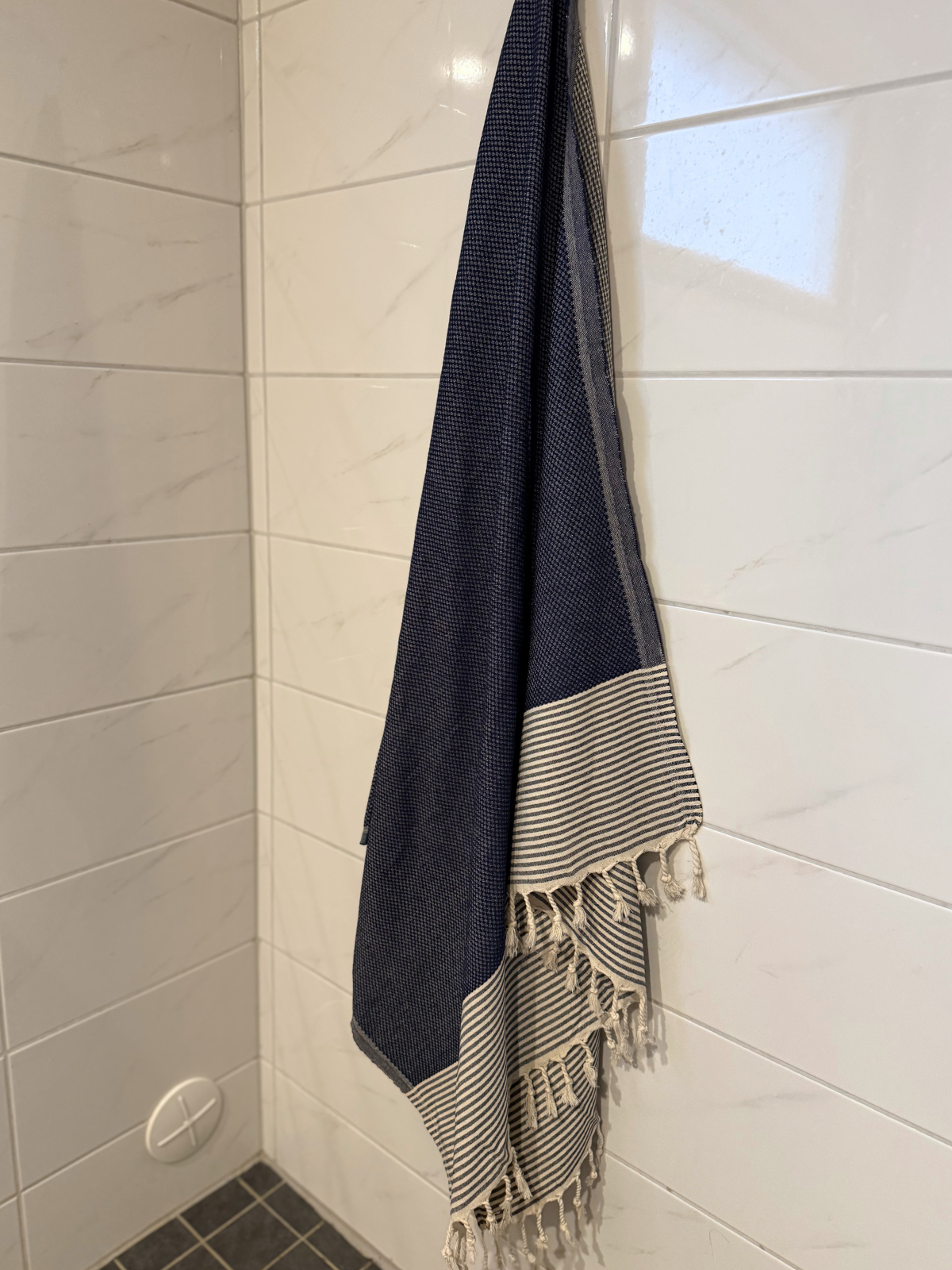 Kreikkalainen pyyhe Timantti tummansininen puuvilla 95x180cm