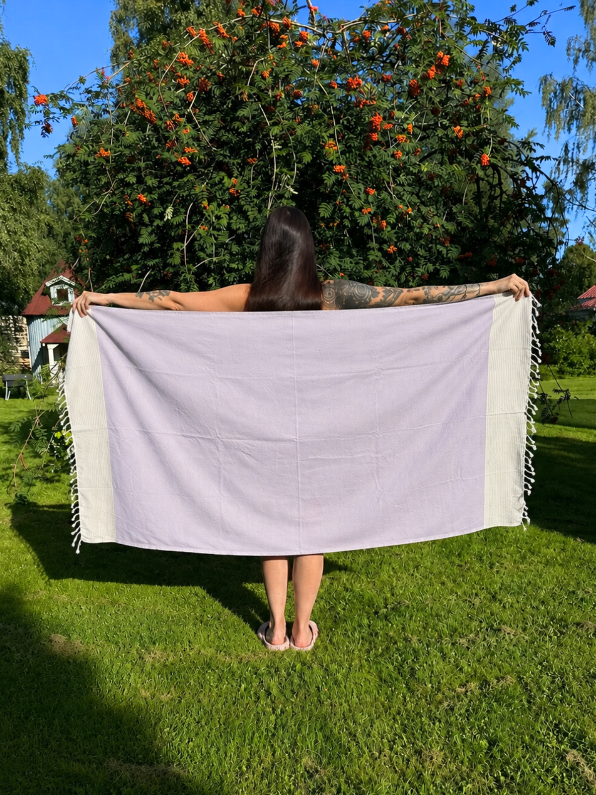 Kreikkalainen pyyhe Timantti laventeli puuvilla 95x180cm