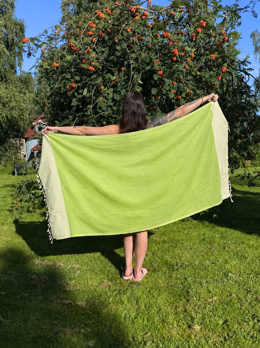 Kreikkalainen pyyhe Timantti lime puuvilla 95x180cm
