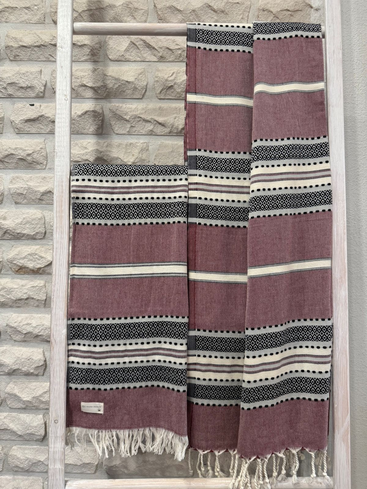 Hamam pyyhe Together burgundinpunainen puuvilla 90x170cm