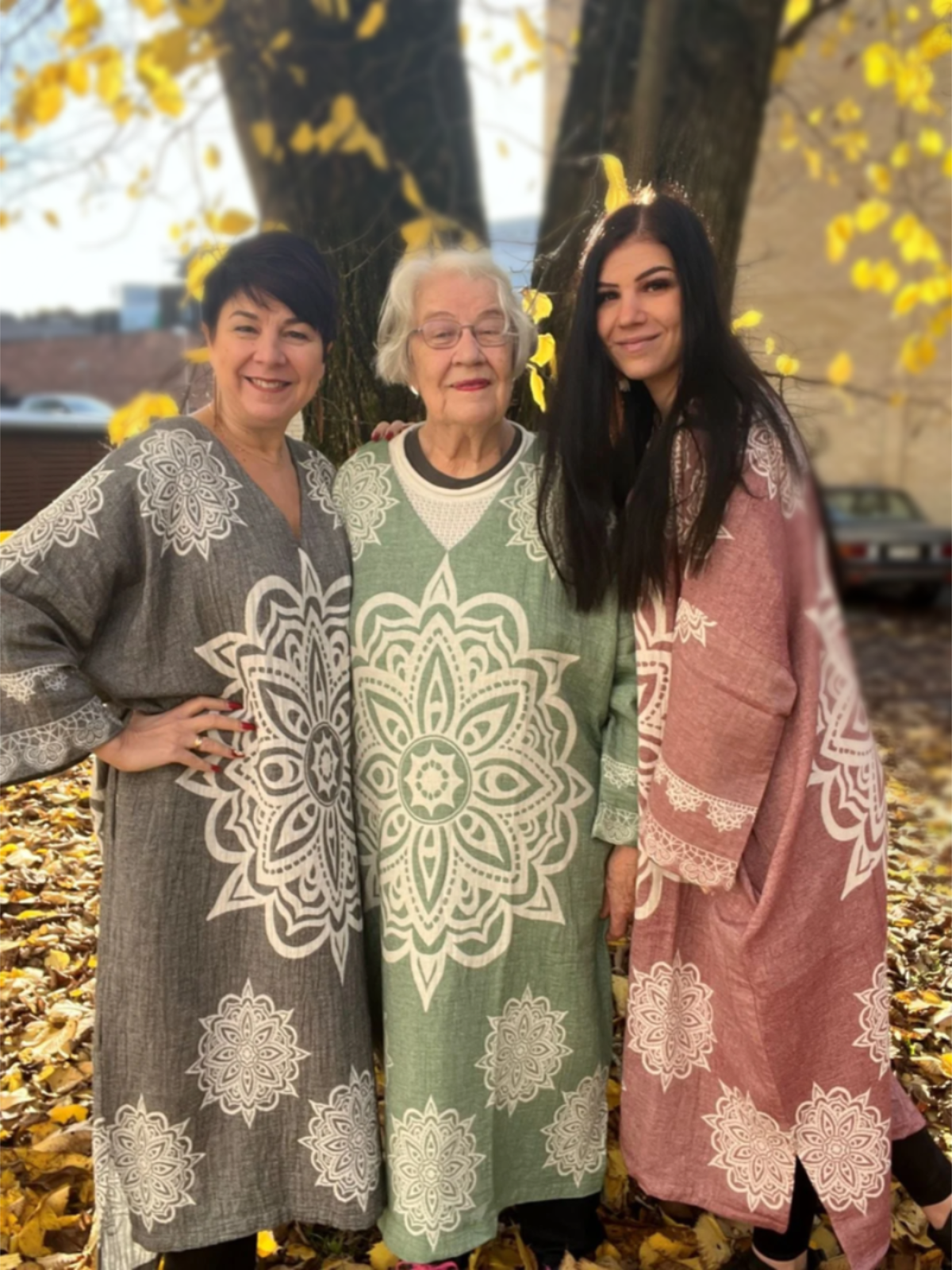 Hamam tunika Mandala burgundinpunainen