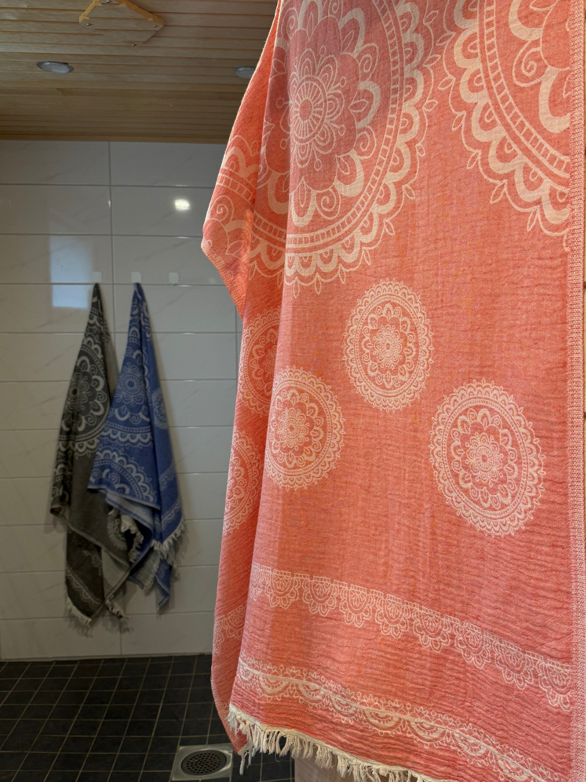 Hamam pyyhe Valo koralli puuvilla 95x185cm