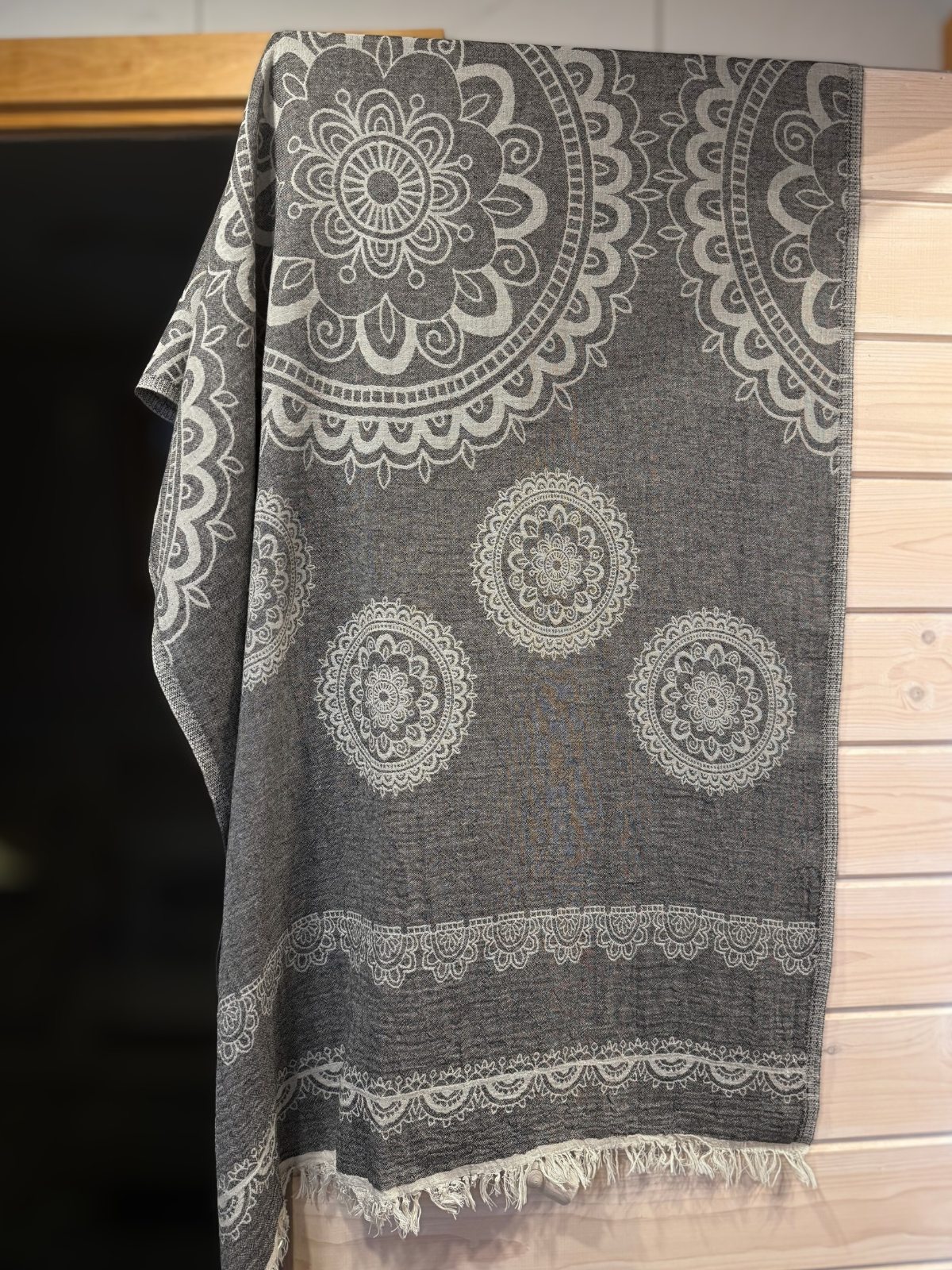 Hamam pyyhe Valo musta puuvilla 95x185cm