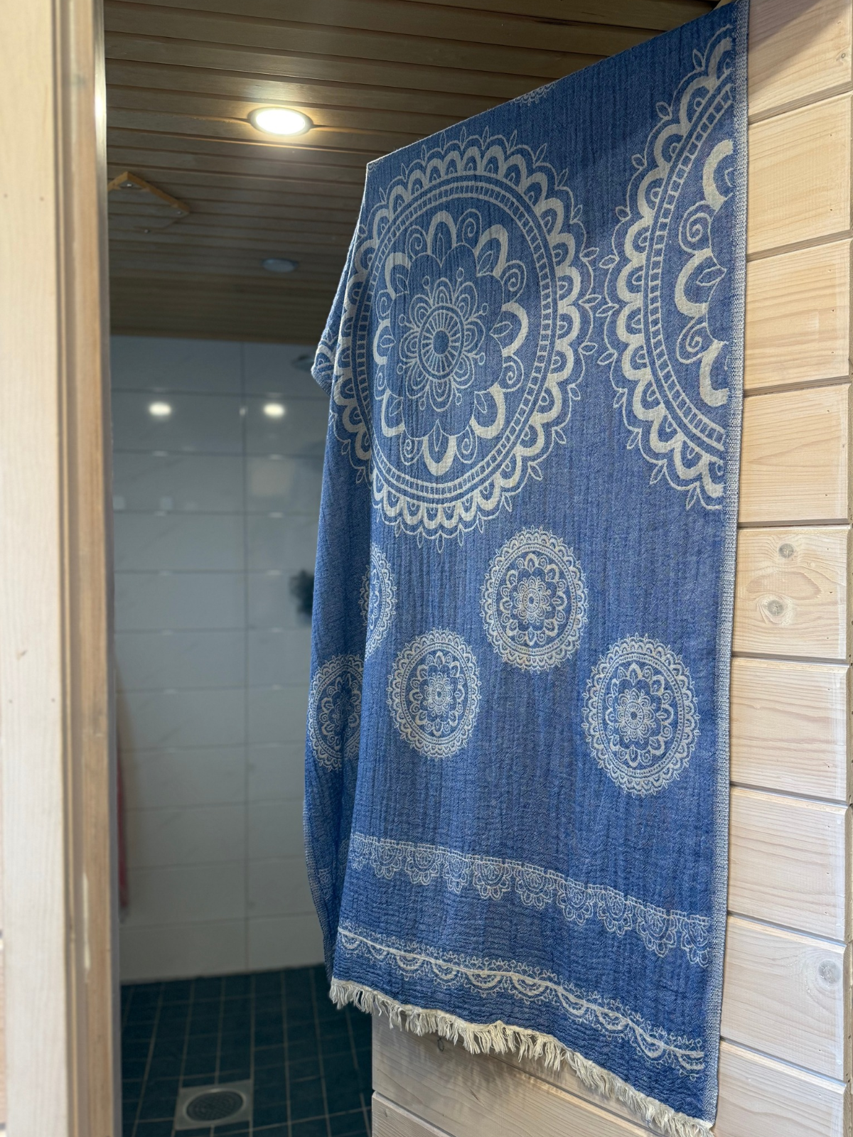Hamam pyyhe Valo sininen puuvilla 95x185cm