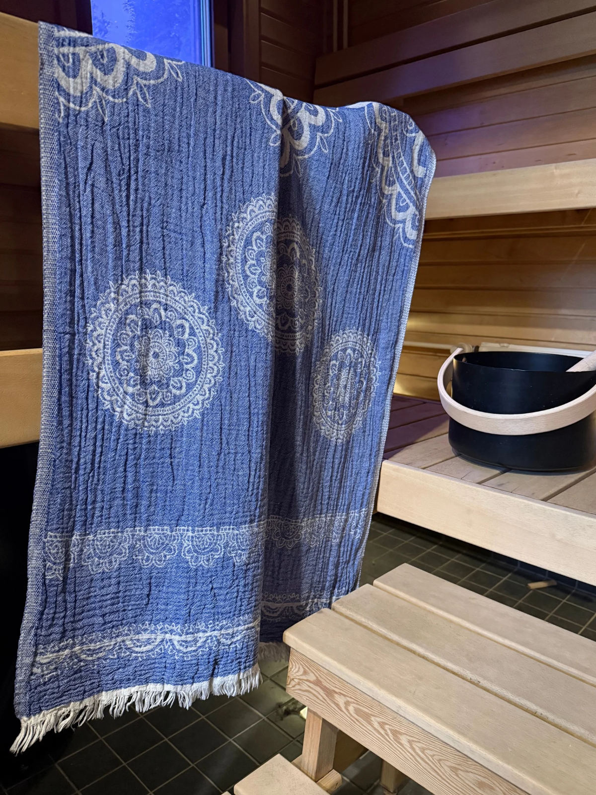 Hamam pyyhe Valo sininen puuvilla 95x185cm