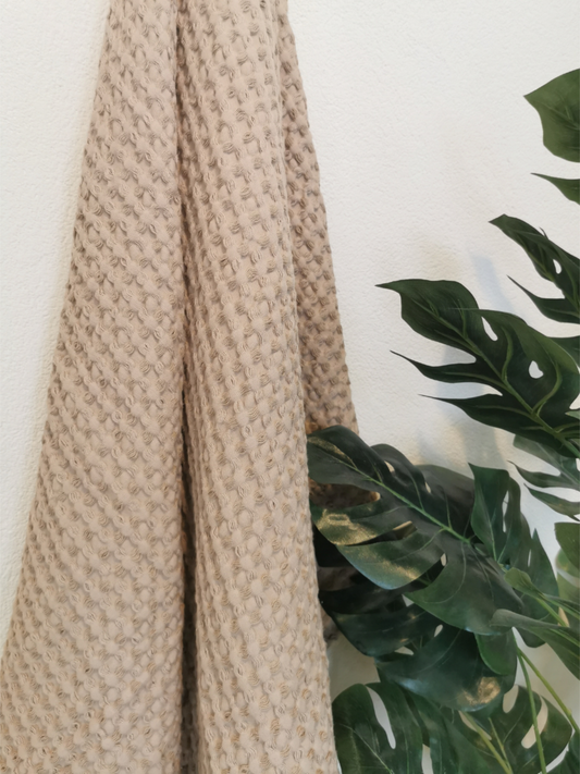 Hamam pyyhe Vohveli beige luomupuuvilla 100x160cm